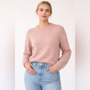 AYR The Kick Back Crew Pink Alpaca Merino Wool Blend Sweater Size L Quiet Luxury